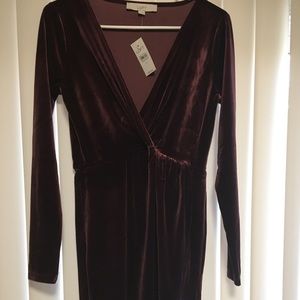 Sexy plum knot wrapped velvet evening dress